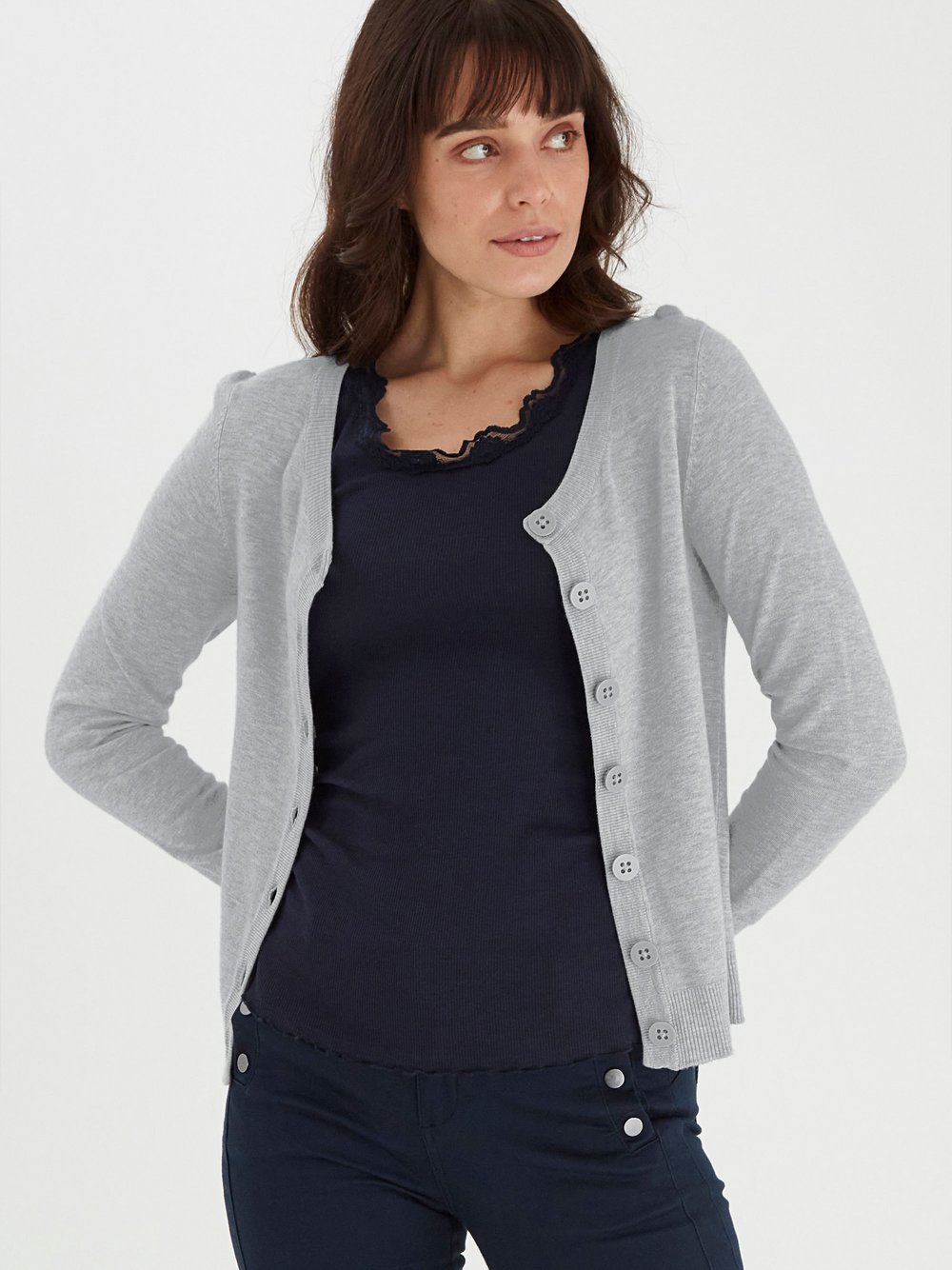 fransa Strickjacke Damen grau, XXL