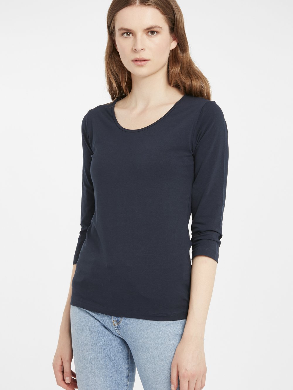 fransa Langarmshirt Damen Baumwolle blau, M