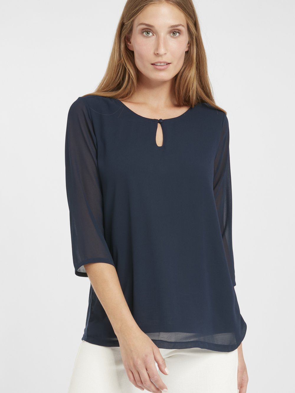 fransa Langarmbluse Damen blau, L