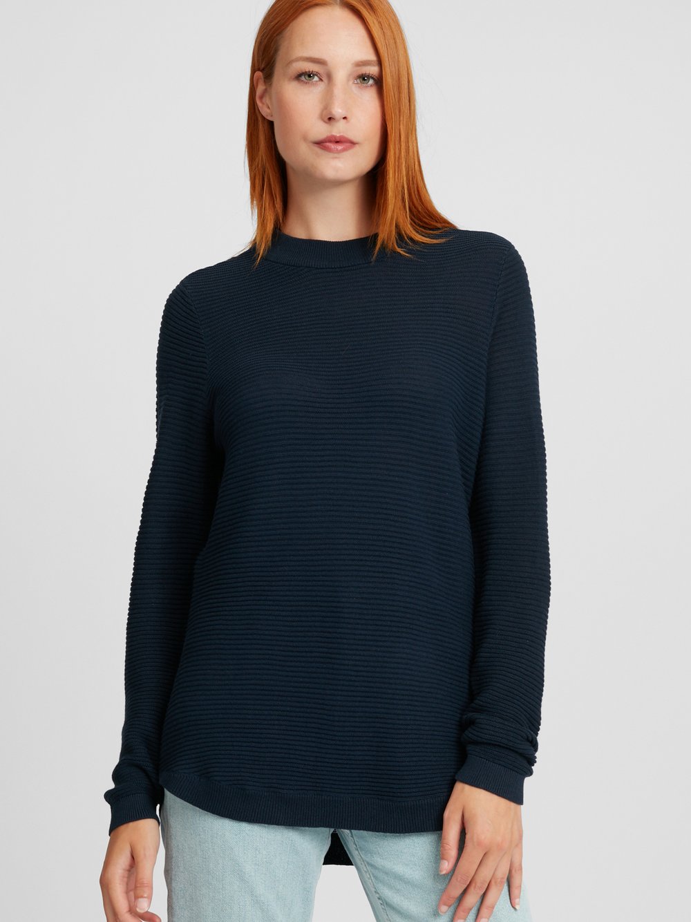 fransa Strickpullover Damen Baumwolle blau, L