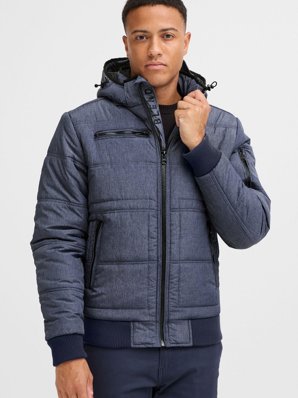 BLEND Steppjacke Herren blau gemustert, XXL