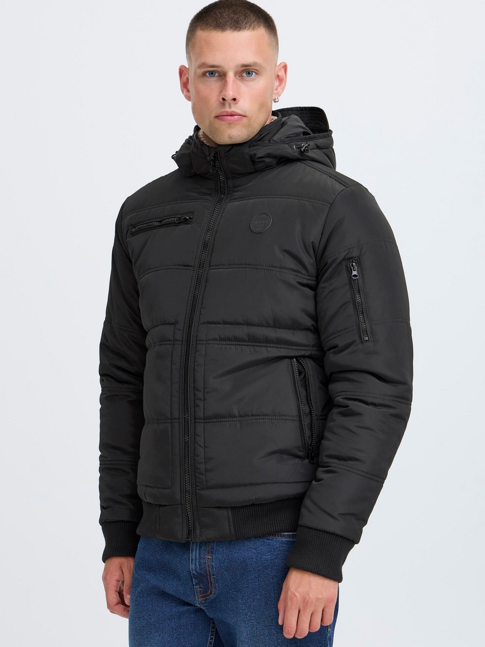 BLEND Steppjacke Herren schwarz gemustert, L