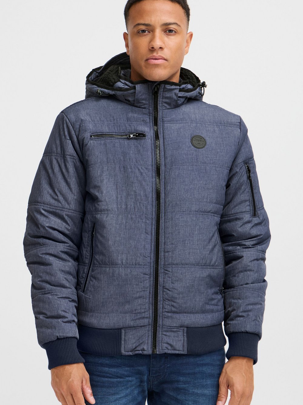 BLEND Steppjacke Herren blau gemustert, L