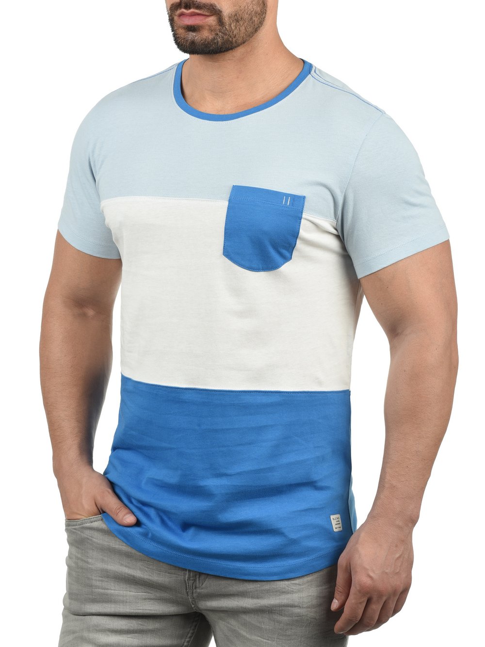 BLEND Rundhalsshirt Herren Baumwolle blau, XL