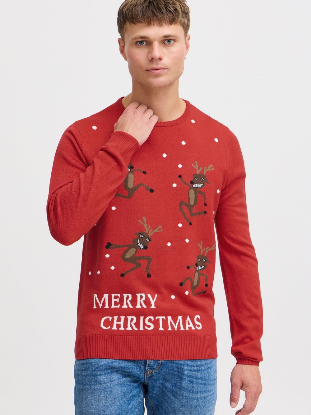 Thumbnail - BLEND Strickpullover Herren rot gemustert, L