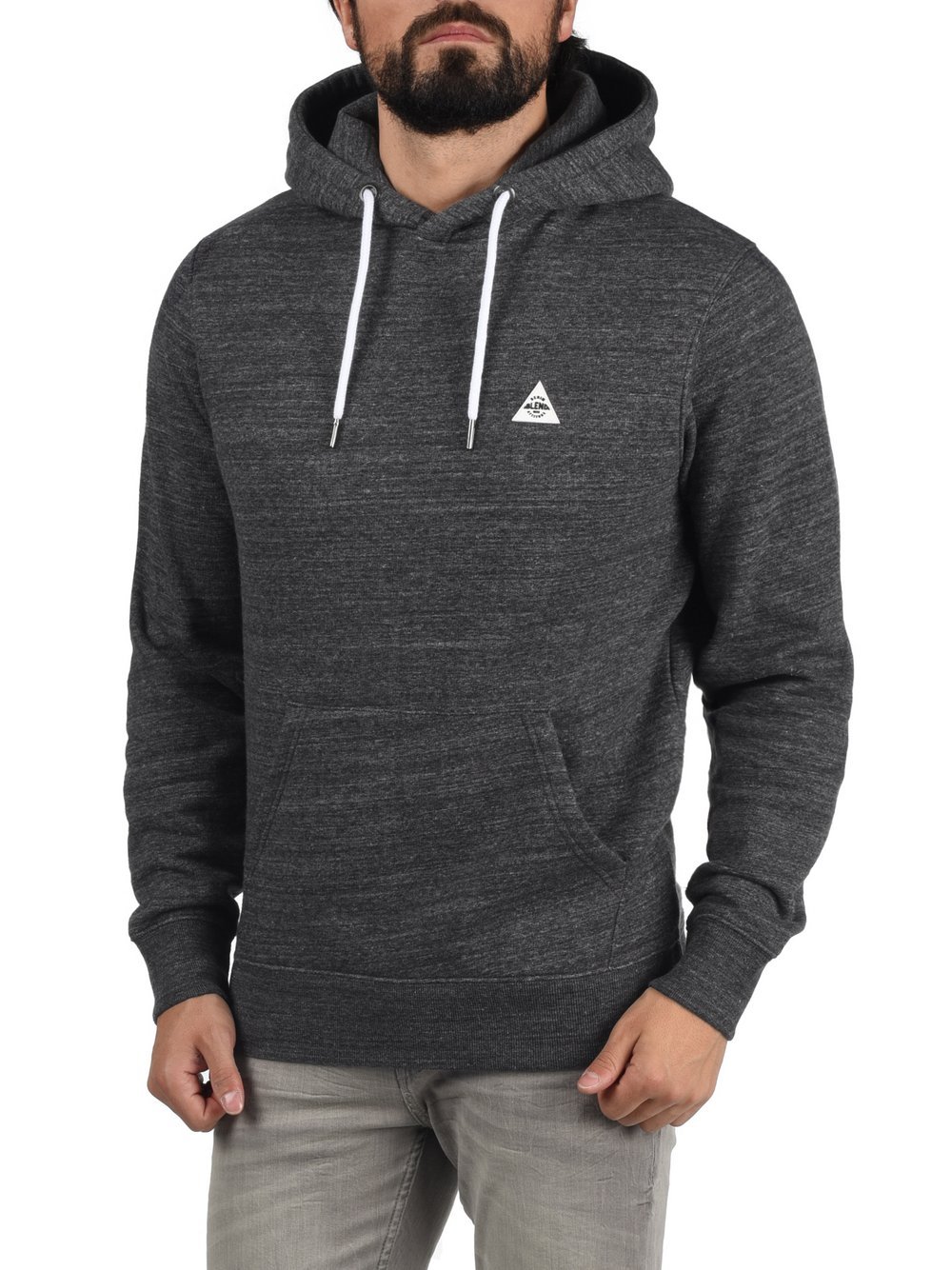 BLEND Hoodie Herren Baumwolle schwarz gemustert, L