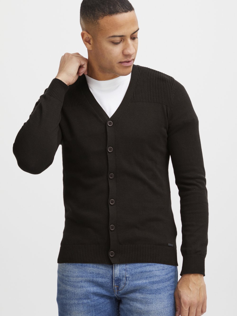 BLEND Cardigan Herren Baumwolle schwarz, L