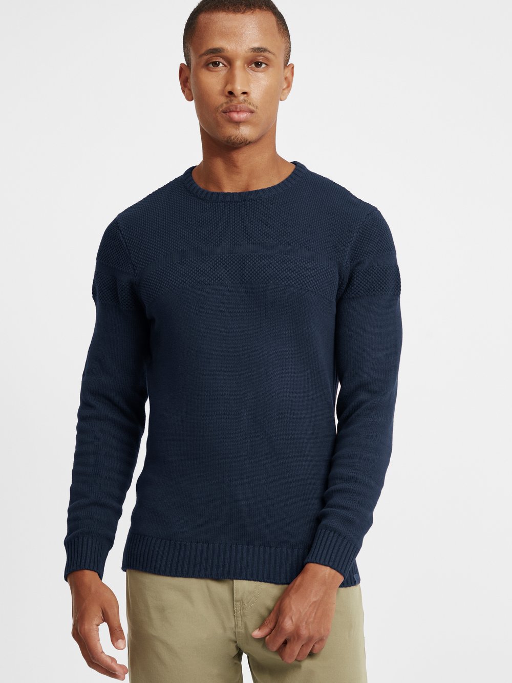 BLEND Strickpullover Herren Baumwolle blau, L