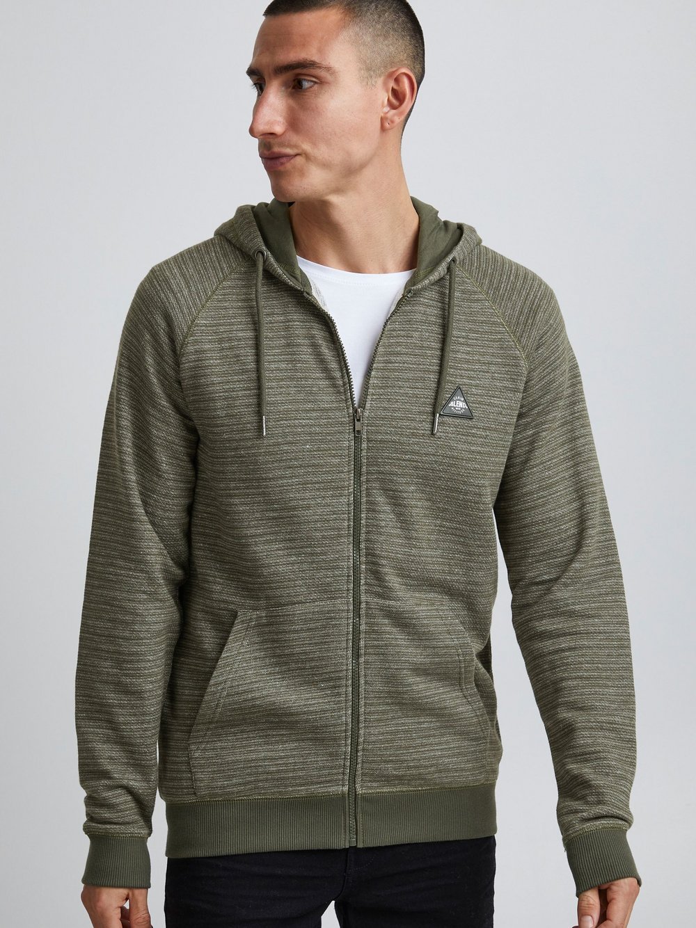 BLEND Kapuzensweatjacke Herren grün gemustert, L