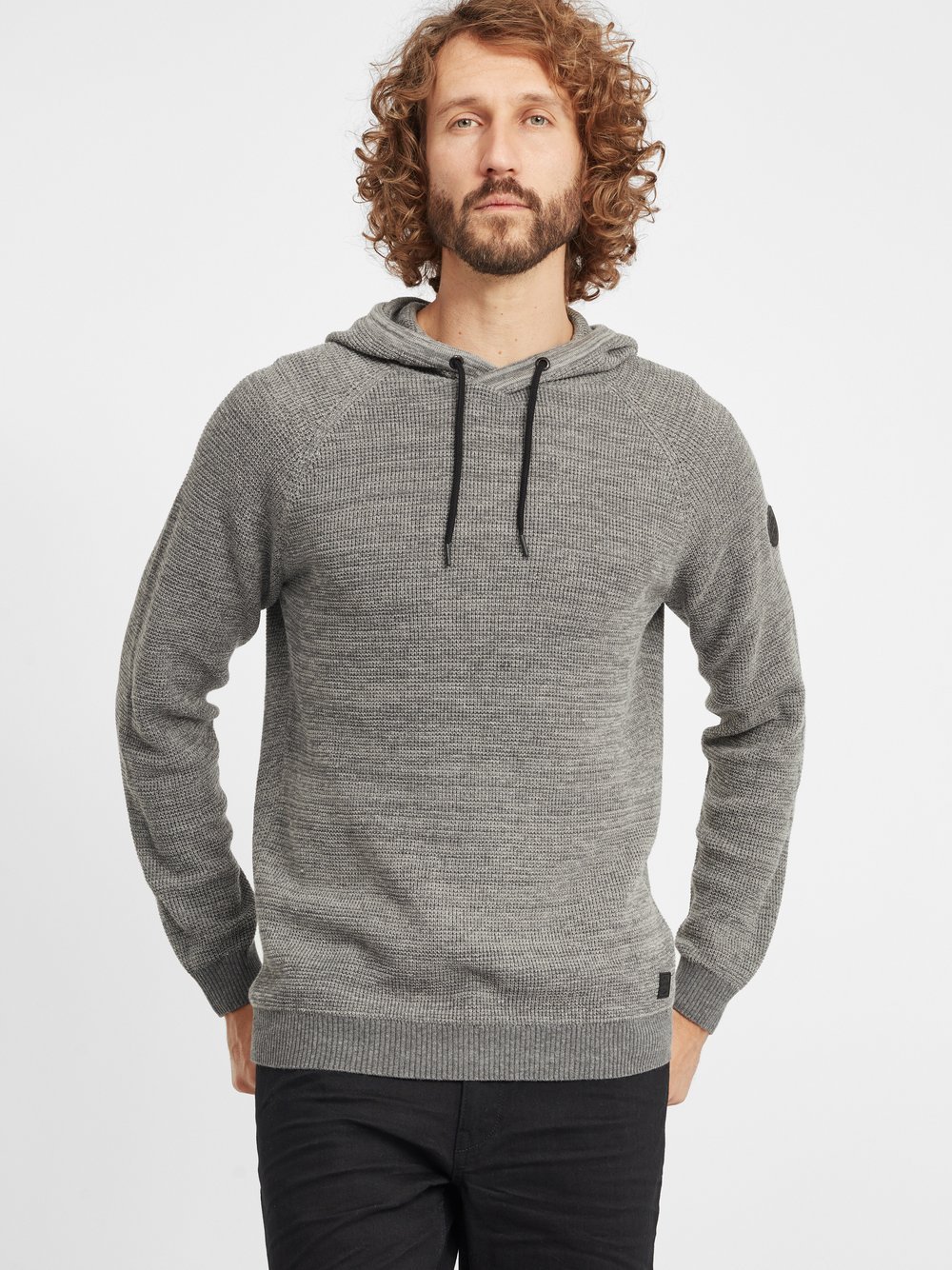 BLEND Strickpullover Herren Baumwolle grau, L