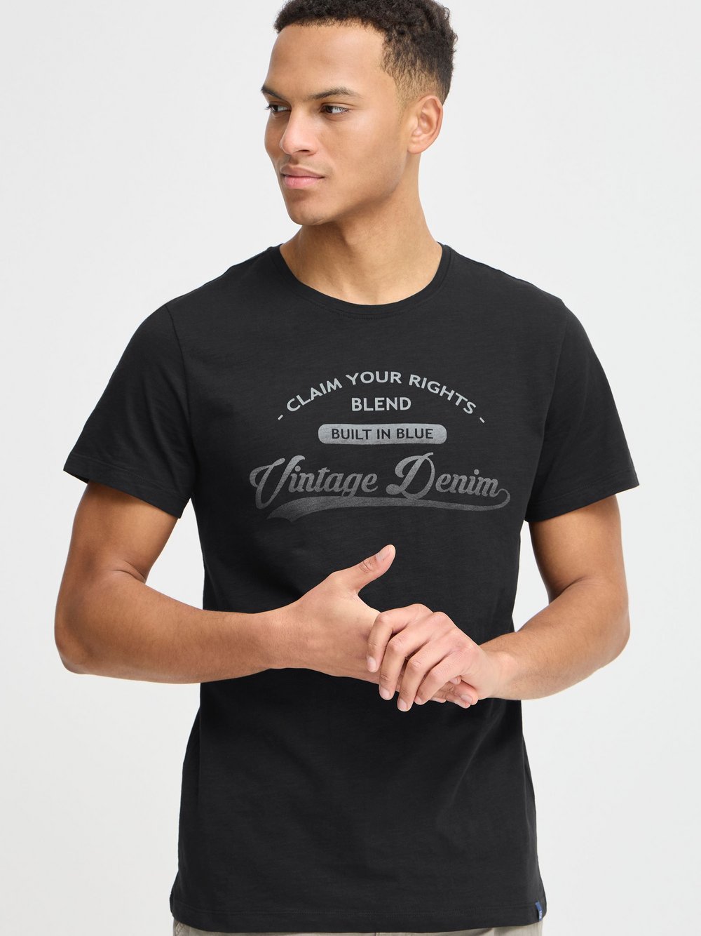 BLEND Print-Shirt Herren Baumwolle schwarz gemustert, L