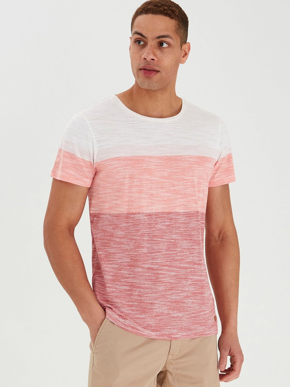 BLEND T-Shirt Herren Baumwolle rot gestreift, L