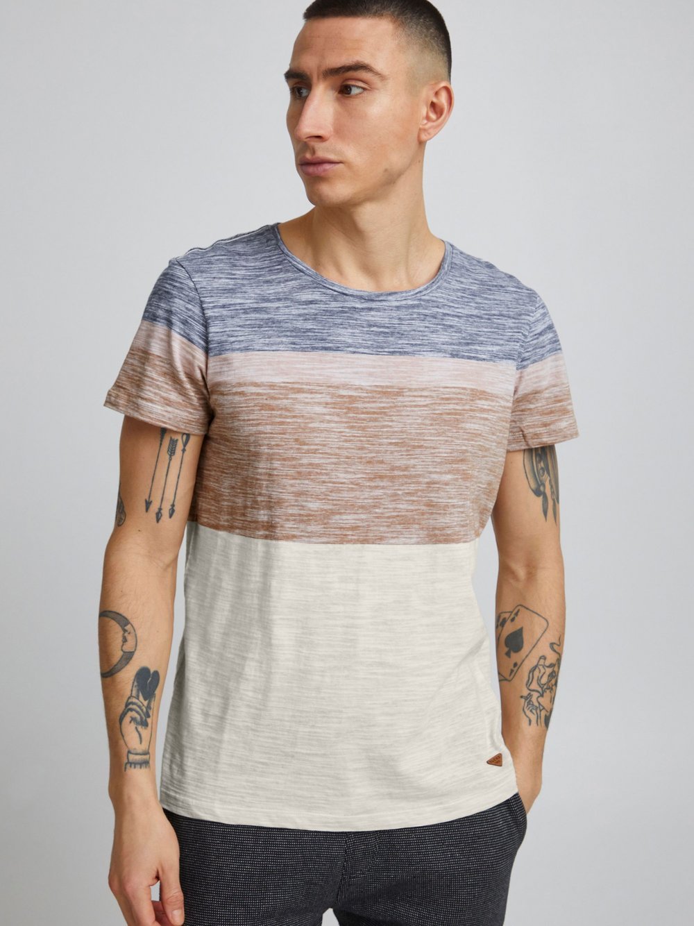 Thumbnail - BLEND T-Shirt Herren Baumwolle blau gestreift, XL