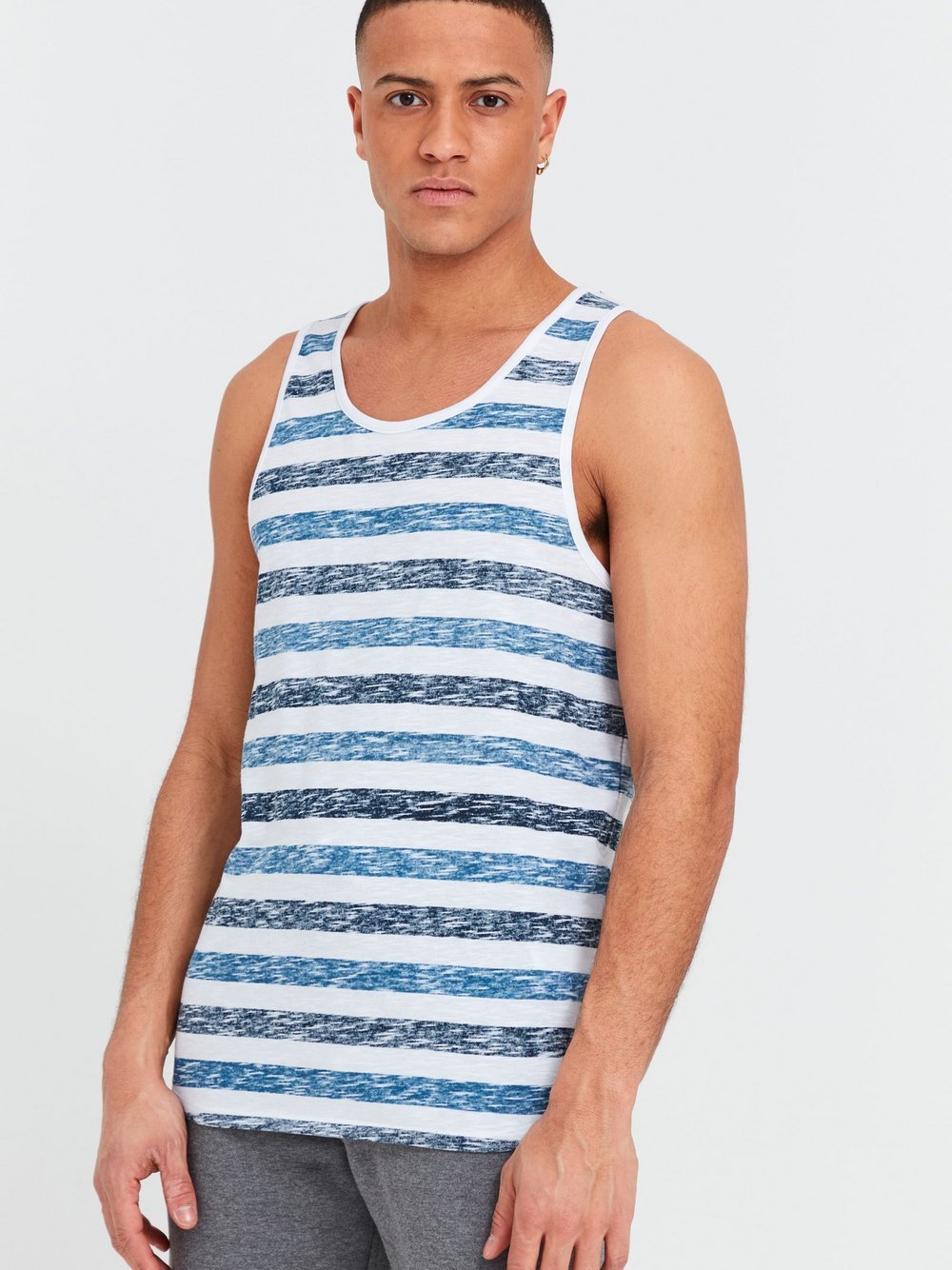 Solid Tanktop Herren Baumwolle blau gestreift, XXXL