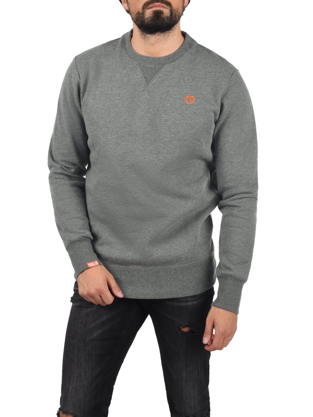 Solid Sweatshirt Herren Baumwolle grau, M