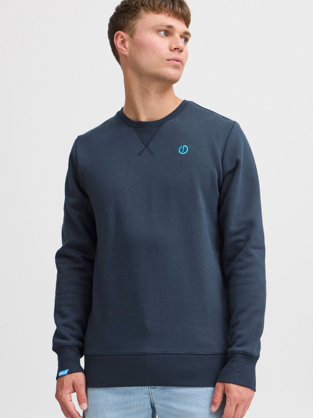 Solid Sweatshirt Herren Baumwolle blau, M
