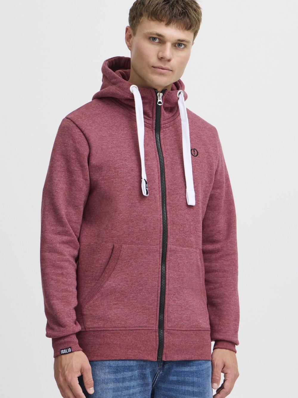 Solid Kapuzensweatjacke Herren Baumwolle rot, L