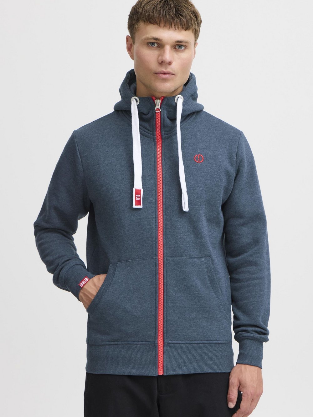 Solid Kapuzensweatjacke Herren Baumwolle blau, L