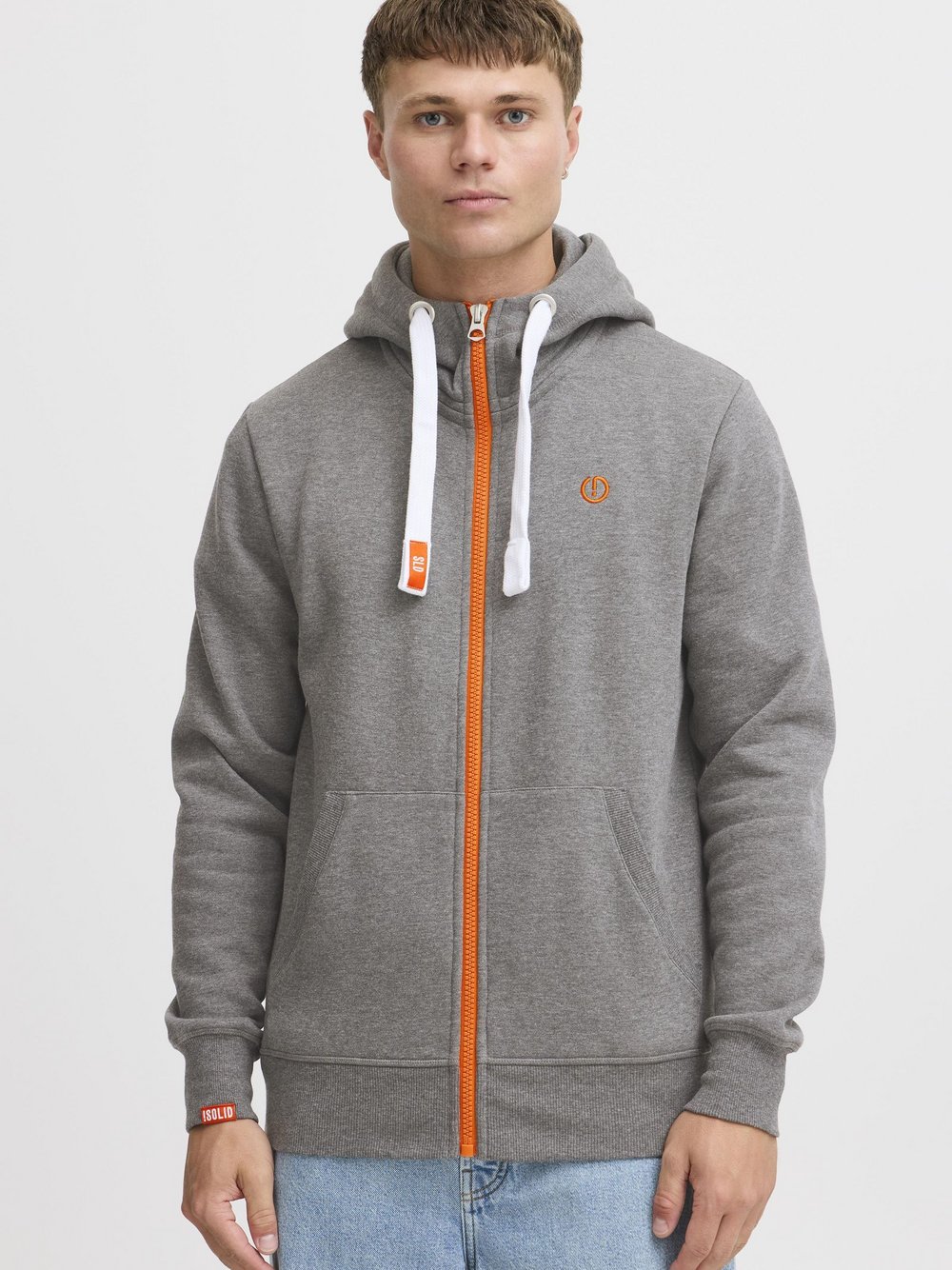 Solid Kapuzensweatjacke Herren Baumwolle grau, XL