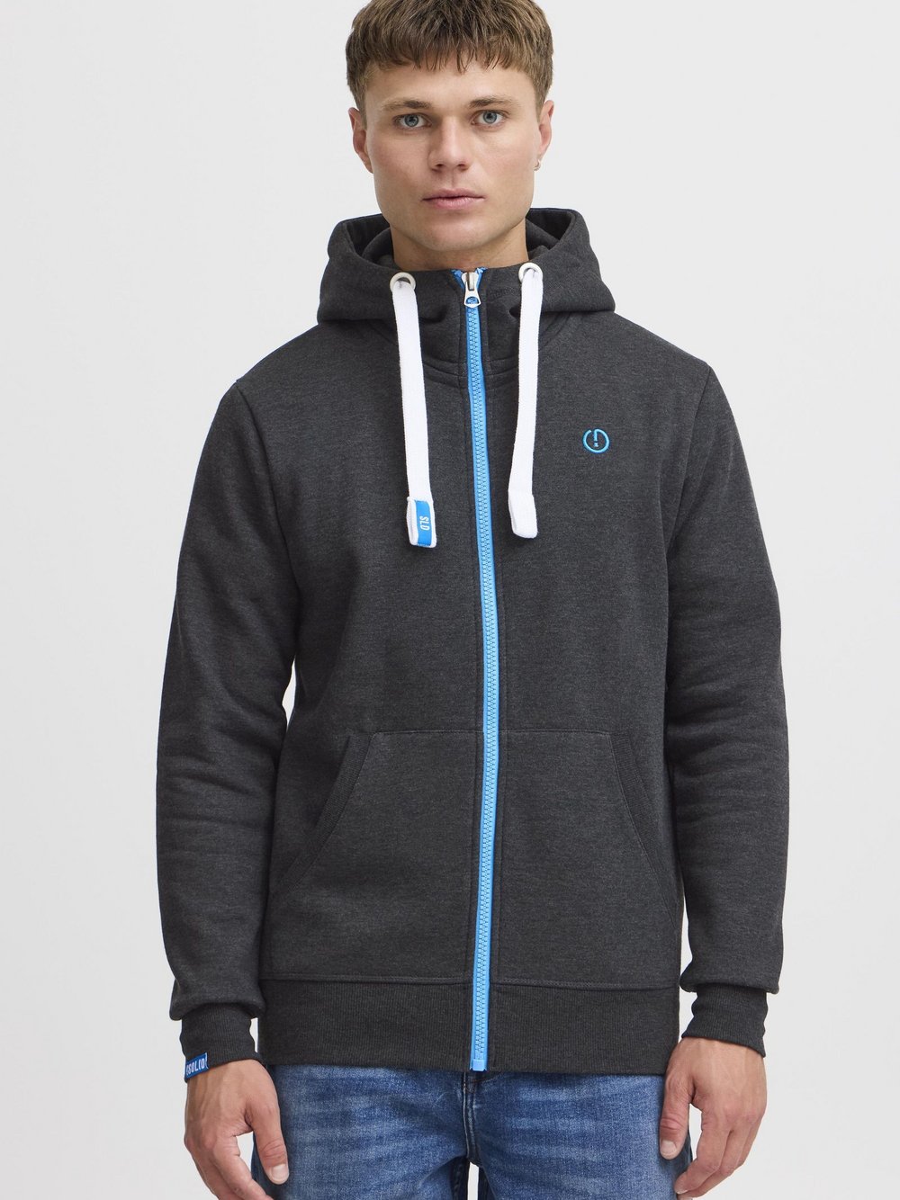 Thumbnail - Solid Kapuzensweatjacke Herren Baumwolle grau, S