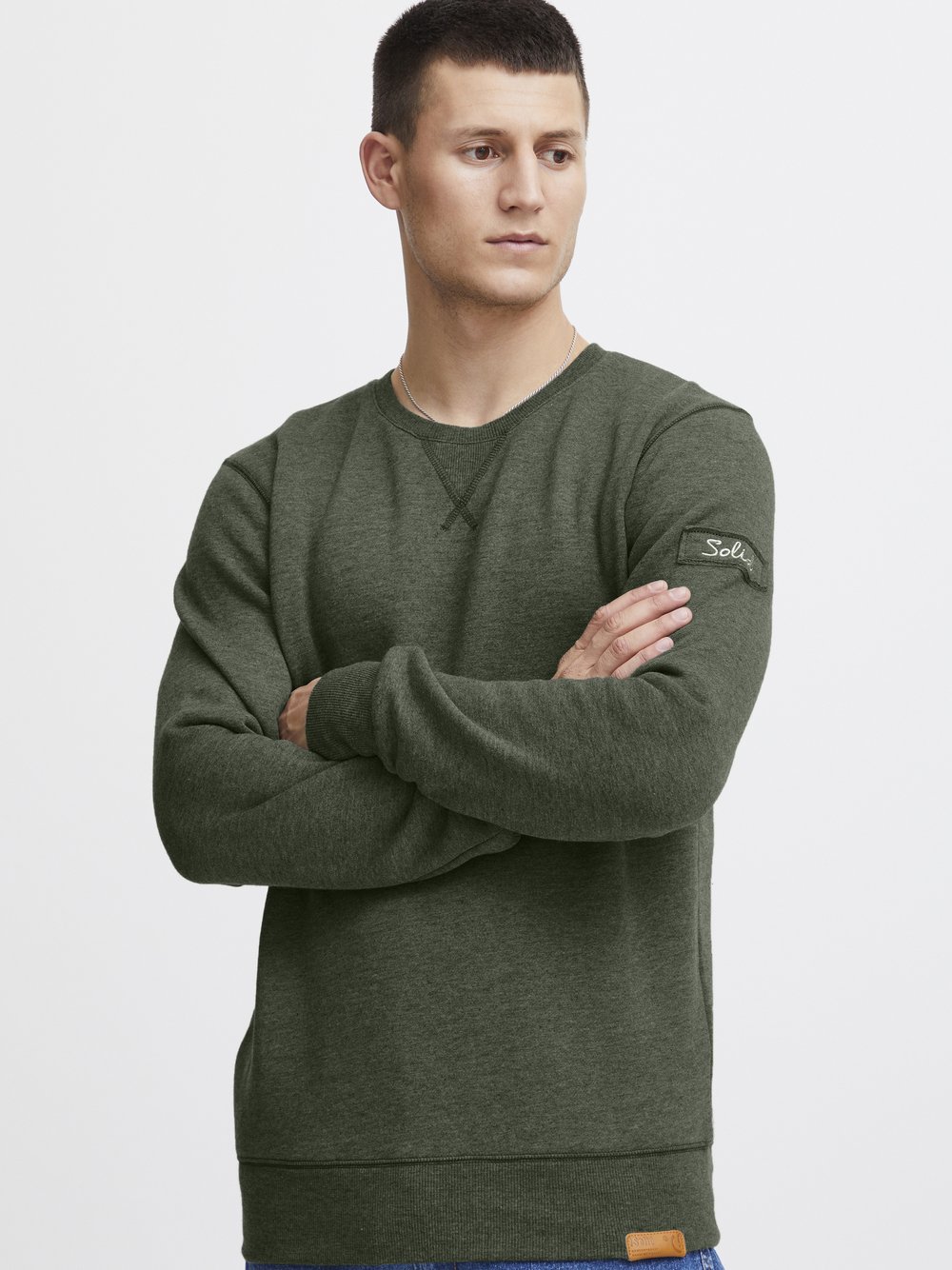 Thumbnail - Solid Sweatshirt Herren Baumwolle grün, XL