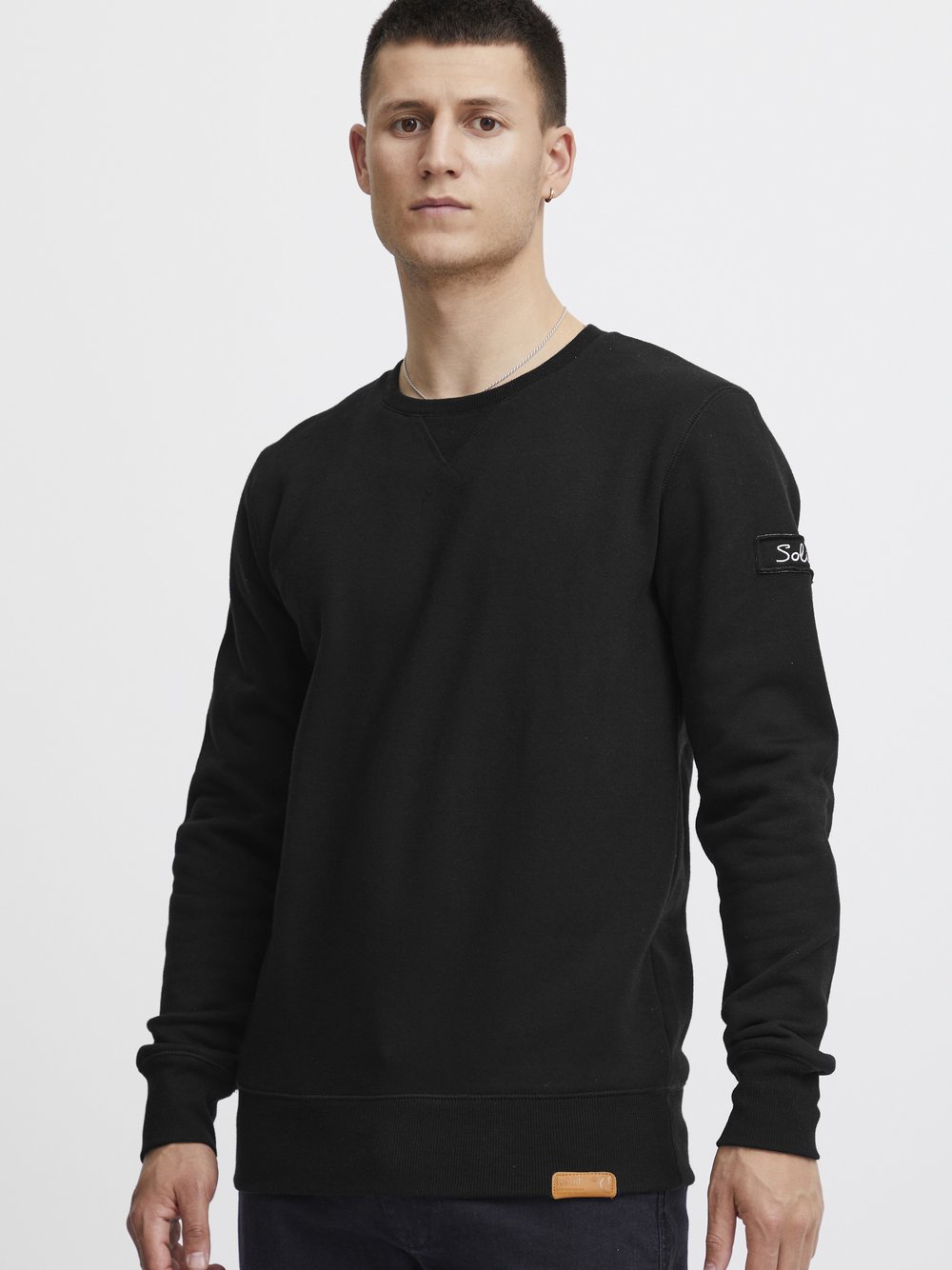 Thumbnail - Solid Sweatshirt Herren Baumwolle schwarz, S