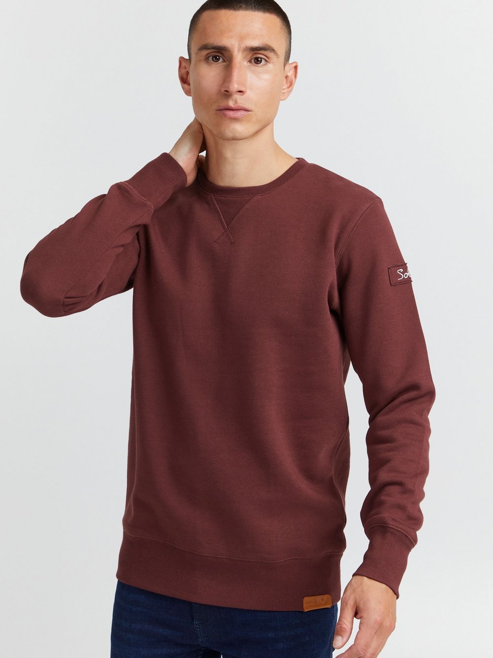 Solid Sweatshirt Herren Baumwolle rot, XXL