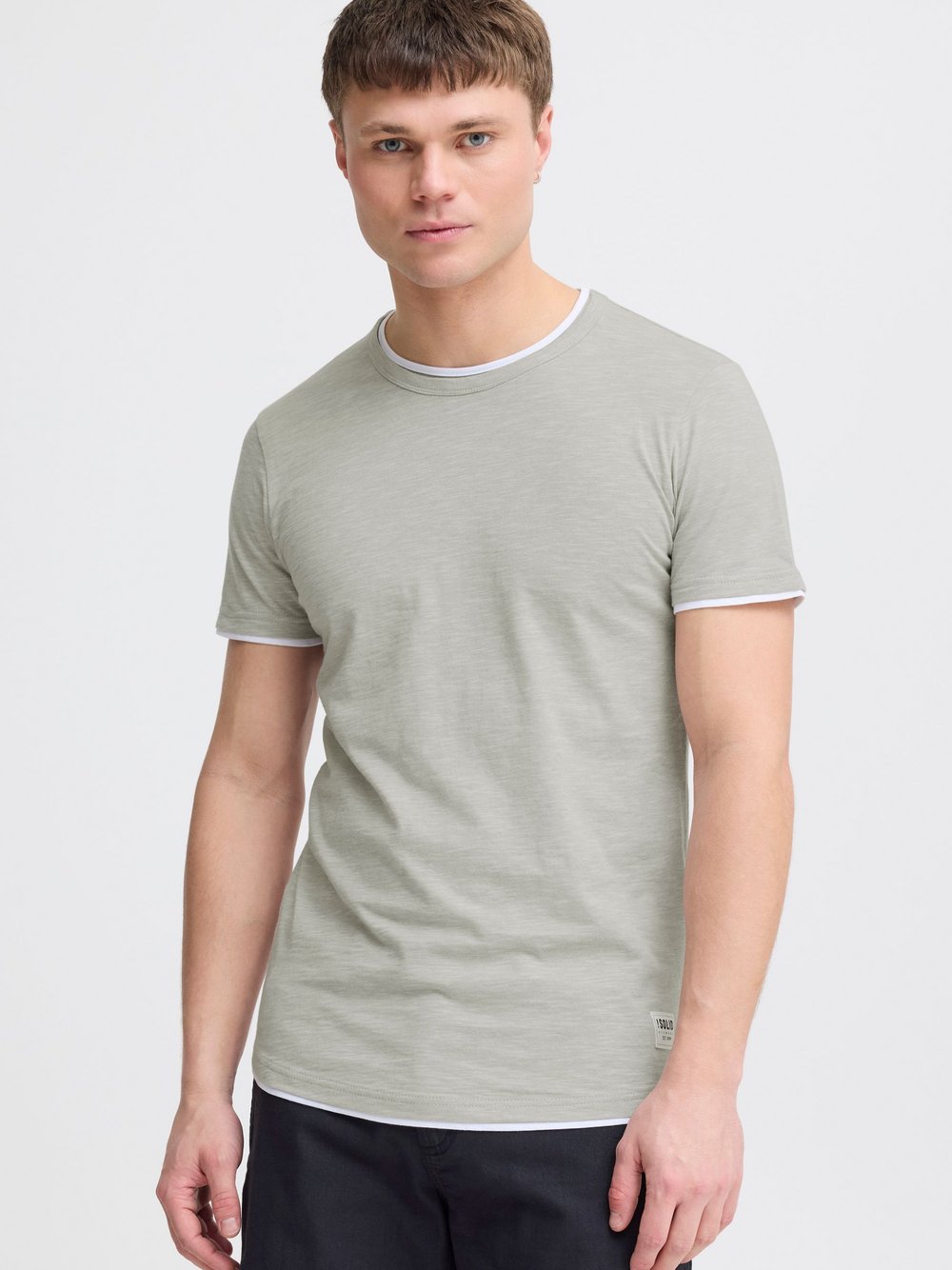 Thumbnail - Solid Kurzarmshirt Herren Baumwolle grau gemustert, S