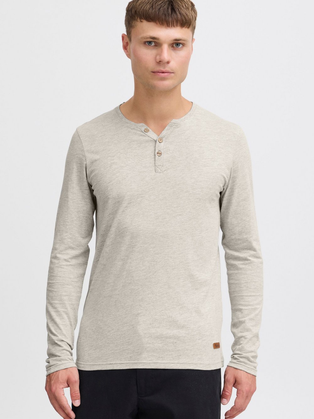 Solid Rundhalsshirt Herren Baumwolle grau, XL