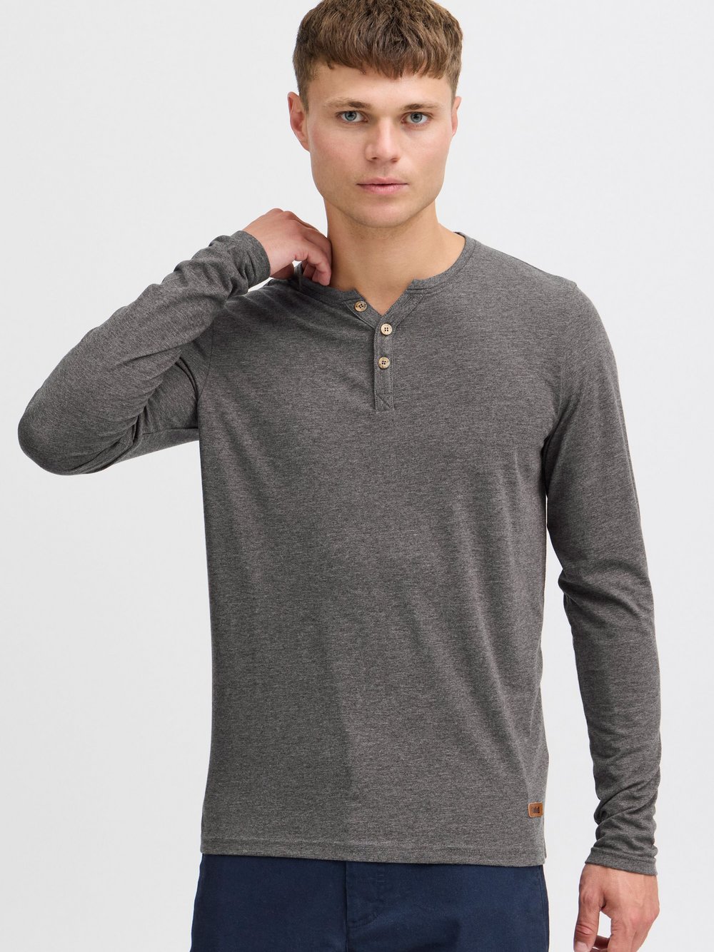 Thumbnail - Solid Rundhalsshirt Herren Baumwolle grau, L
