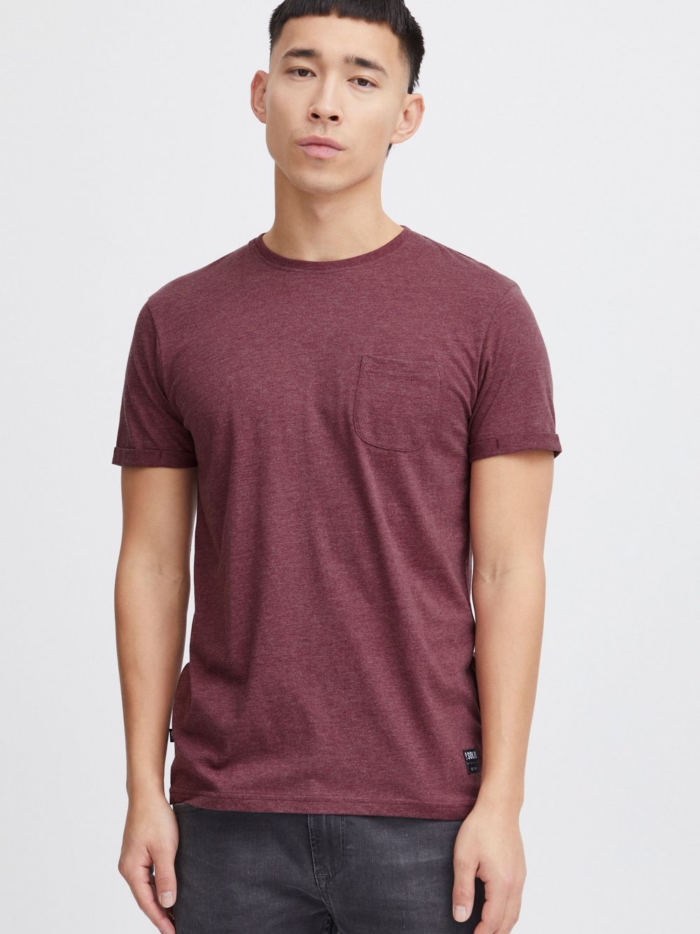 Solid Rundhalsshirt Herren Baumwolle rot, XXXL