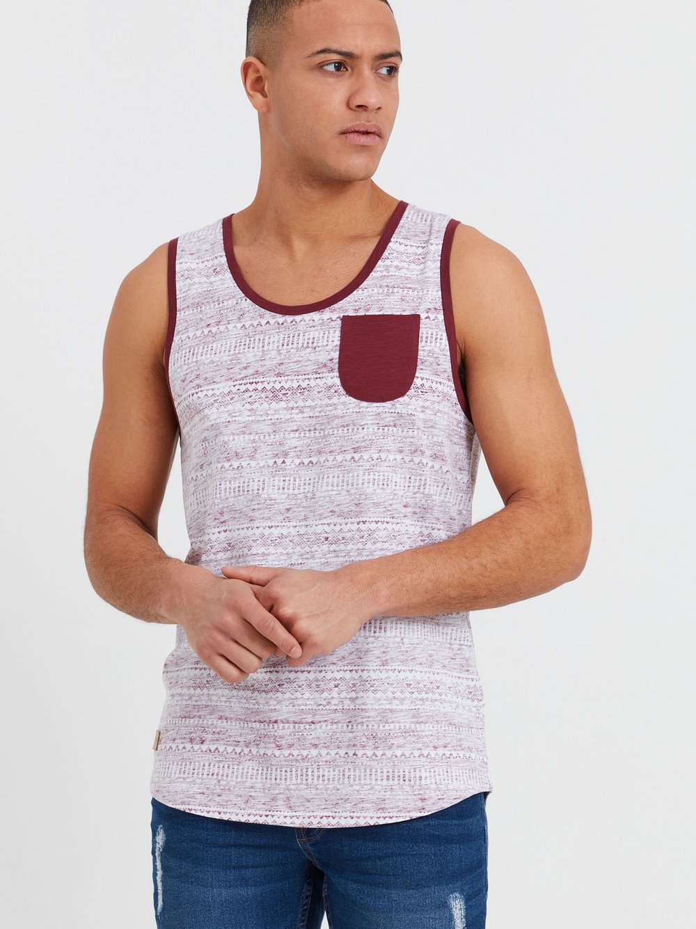 Thumbnail - Solid Tanktop Herren Baumwolle rot gemustert, L