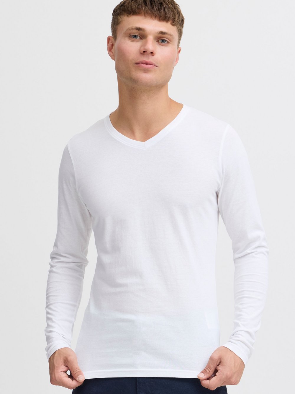 Thumbnail - Solid V-Shirt Herren Baumwolle weiß, XXL