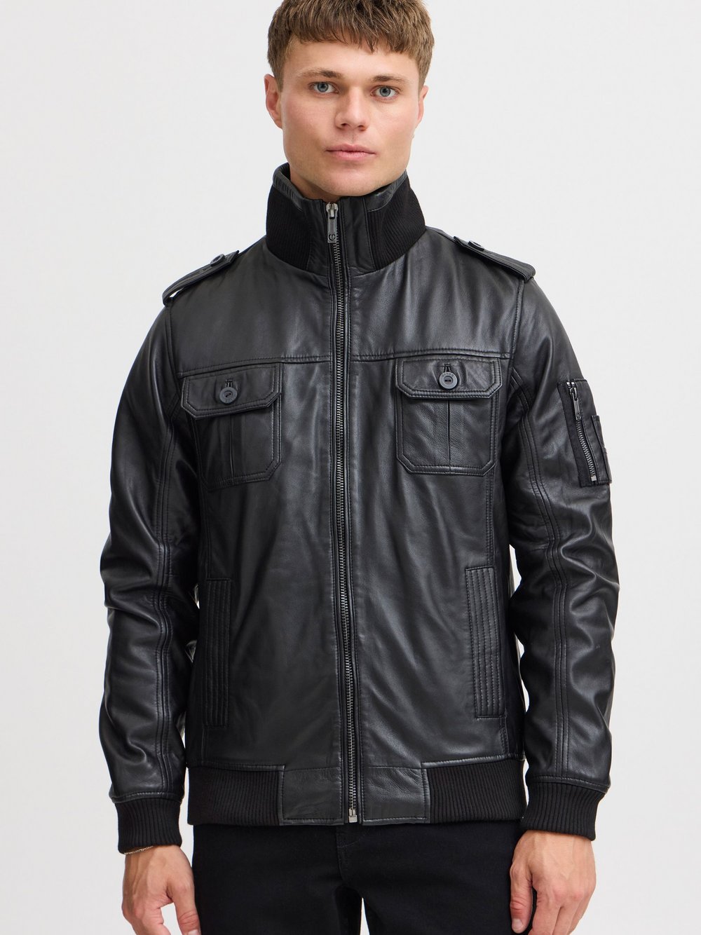 Thumbnail - Solid Lederjacke Herren schwarz, M