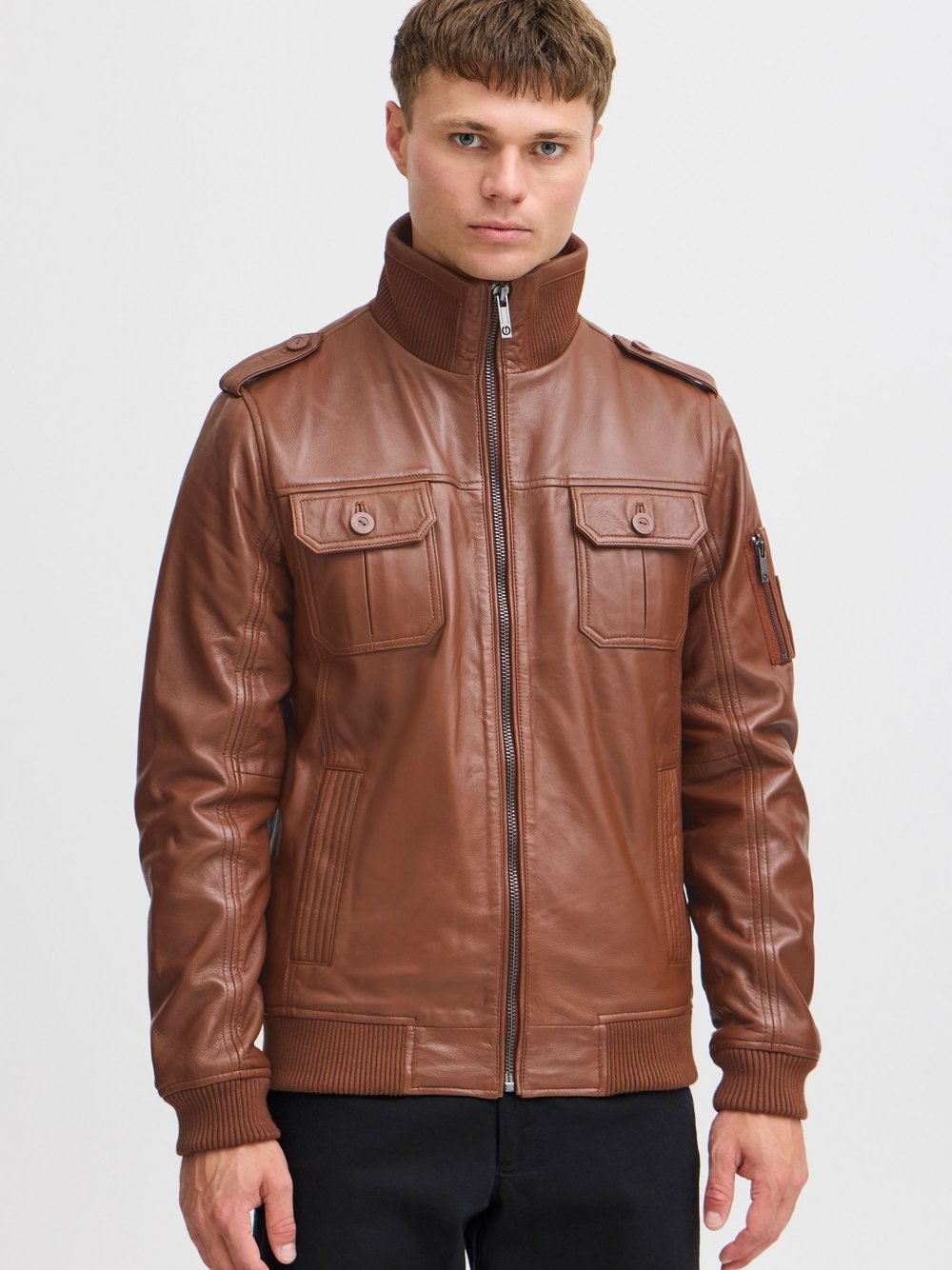 Solid Lederjacke Herren braun, L