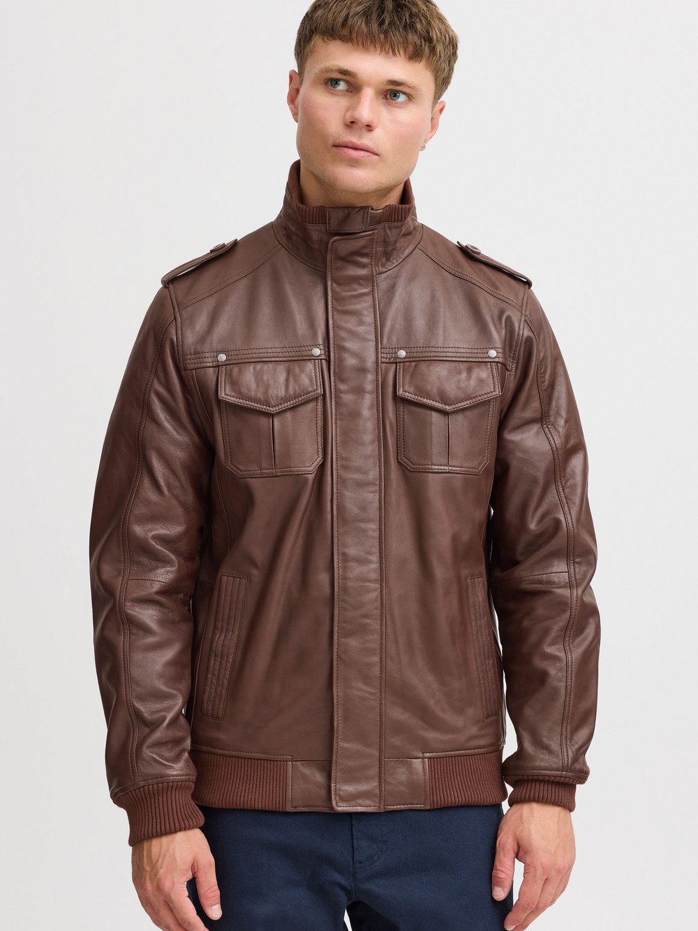Thumbnail - Solid Lederjacke Herren braun, XXXL