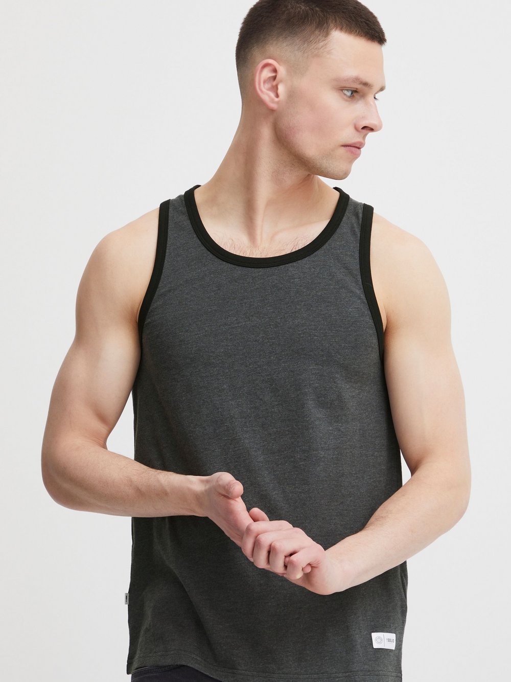 Thumbnail - Solid Tanktop Herren Baumwolle grau gemustert, M