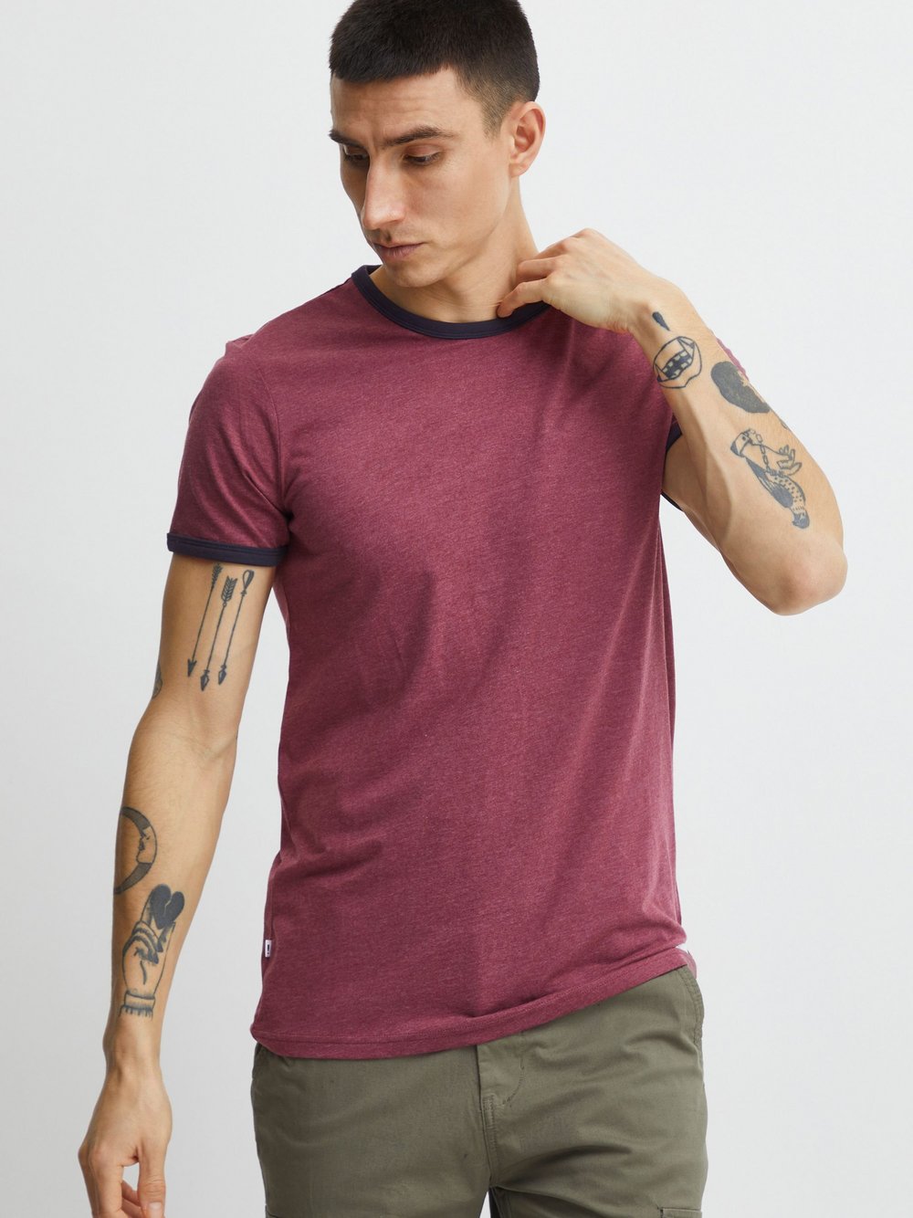 Solid T-Shirt Herren Baumwolle rot, XL