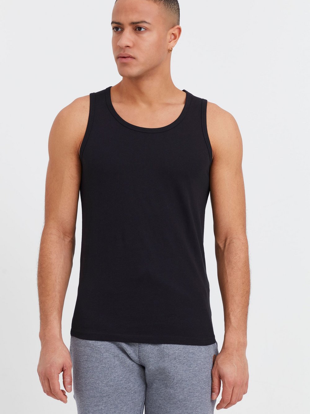 Solid Tanktop Herren Baumwolle schwarz, XXL