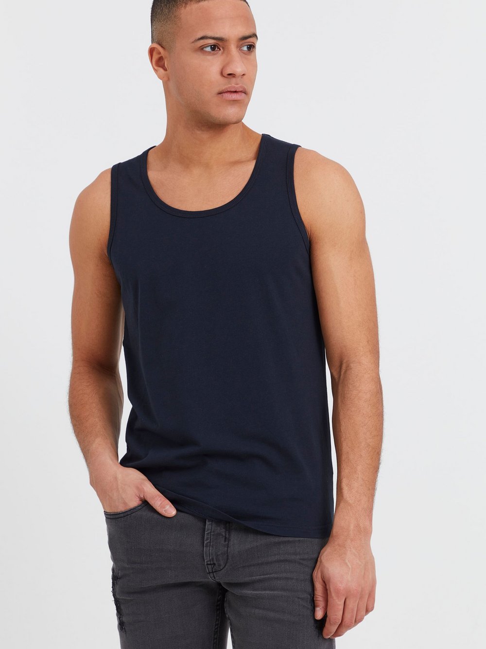 Solid Tanktop Herren Baumwolle blau, M