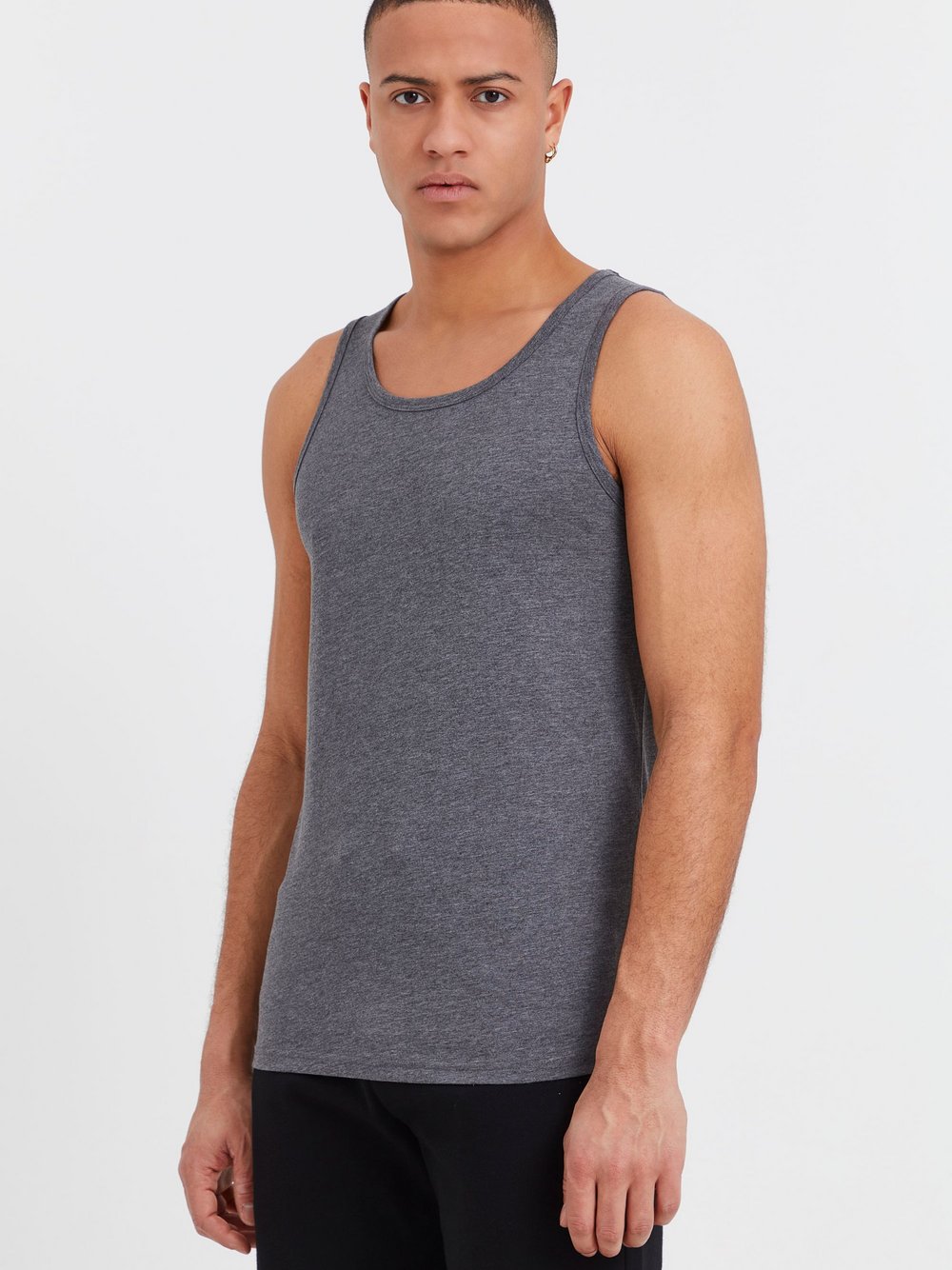 Solid Tanktop Herren Baumwolle grau, M