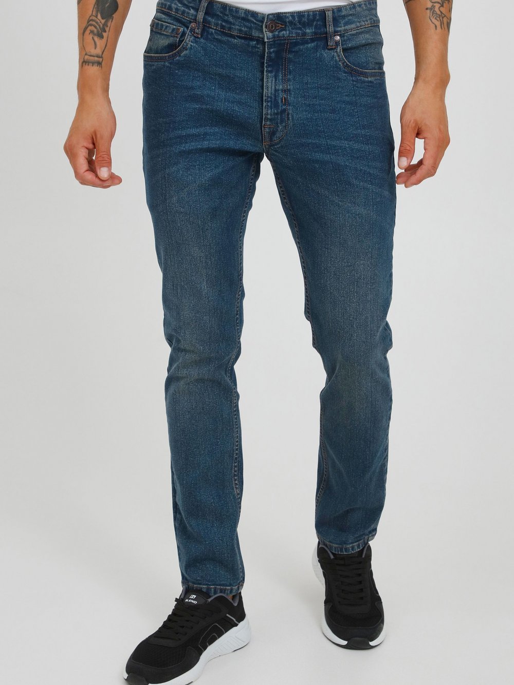 Solid 5-Pocket-Jeans Herren Baumwolle blau, 33-32