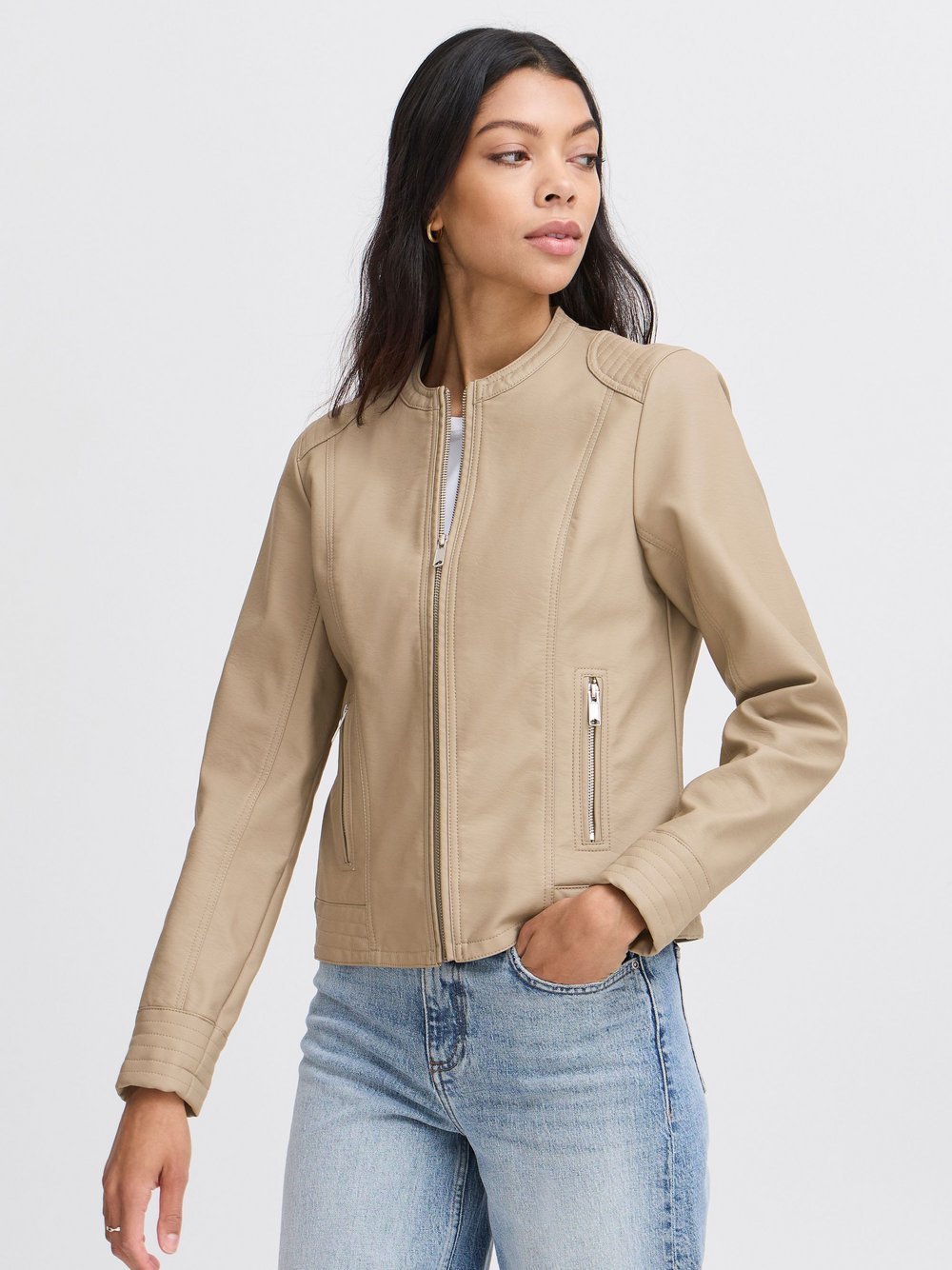 B.Young Lederimitatjacke Damen beige, 44