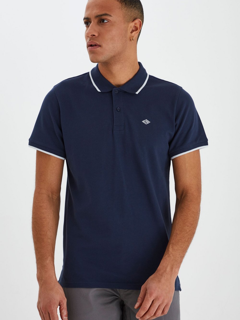 BLEND Poloshirt Herren Baumwolle blau, S
