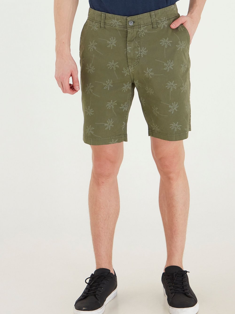 Thumbnail - BLEND Chinoshorts Herren Baumwolle grün gemustert, M