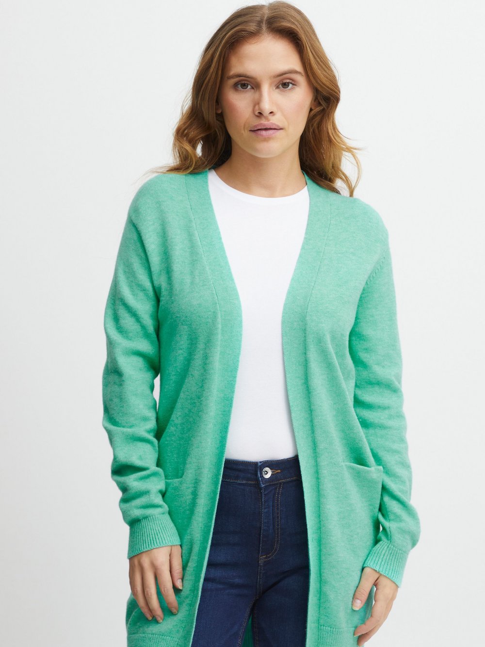 B.Young Strickjacke Damen Viskose grün gemustert, L