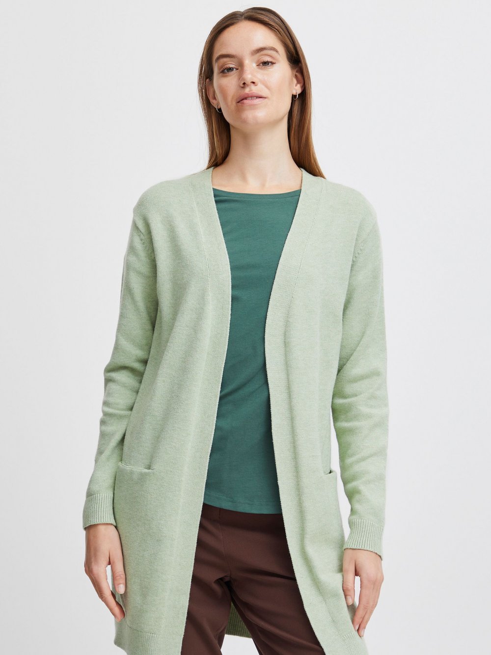 B.Young Strickjacke Damen Viskose grün gemustert, XXXL