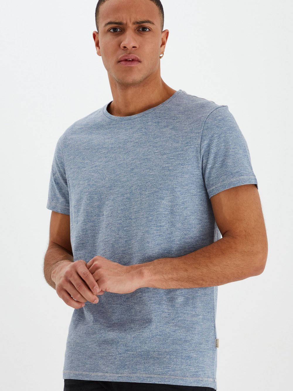 Thumbnail - BLEND T-Shirt Herren Baumwolle blau meliert, XL