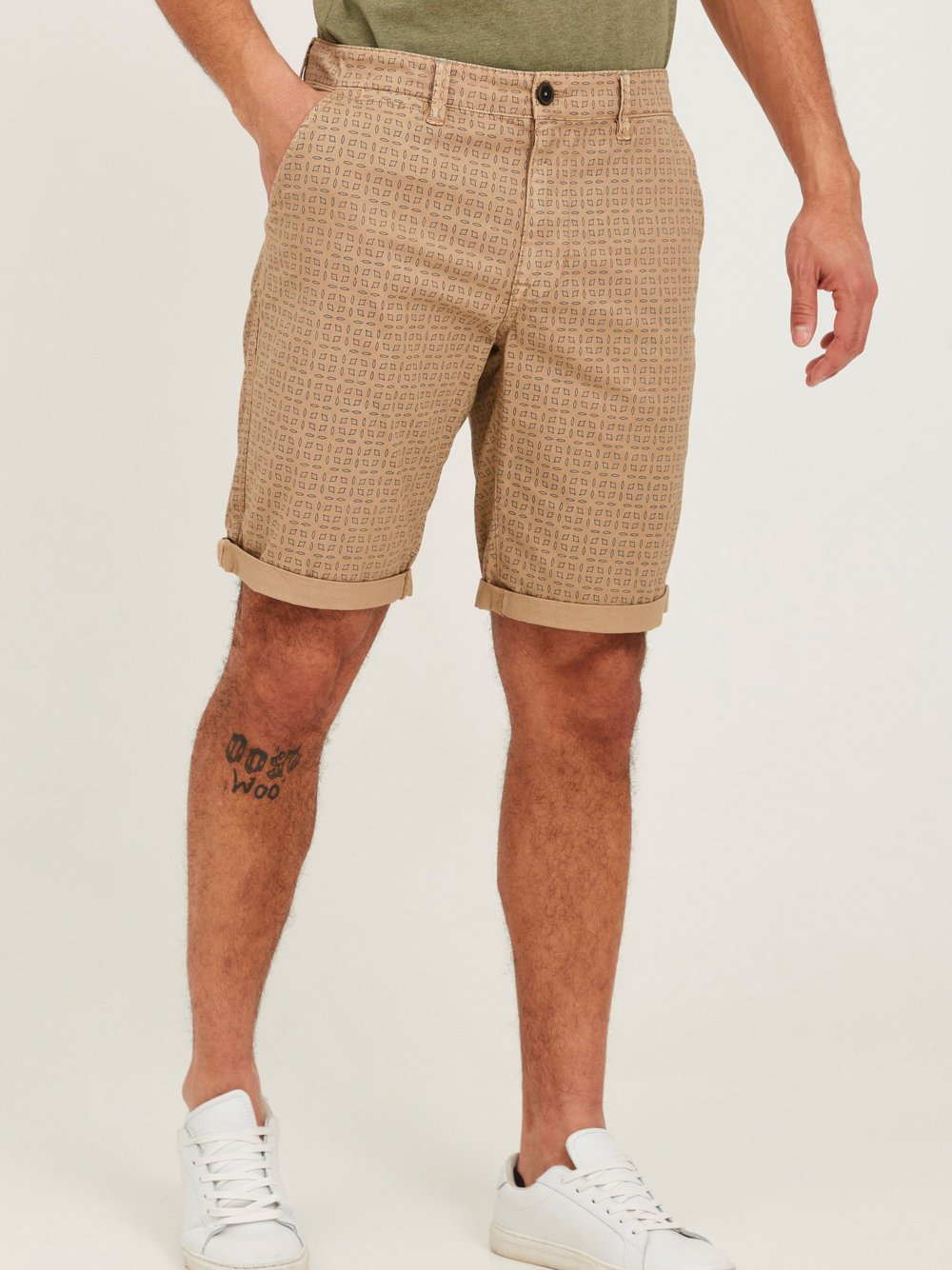 Thumbnail - BLEND Chinoshorts Herren Baumwolle beige gemustert, XXL
