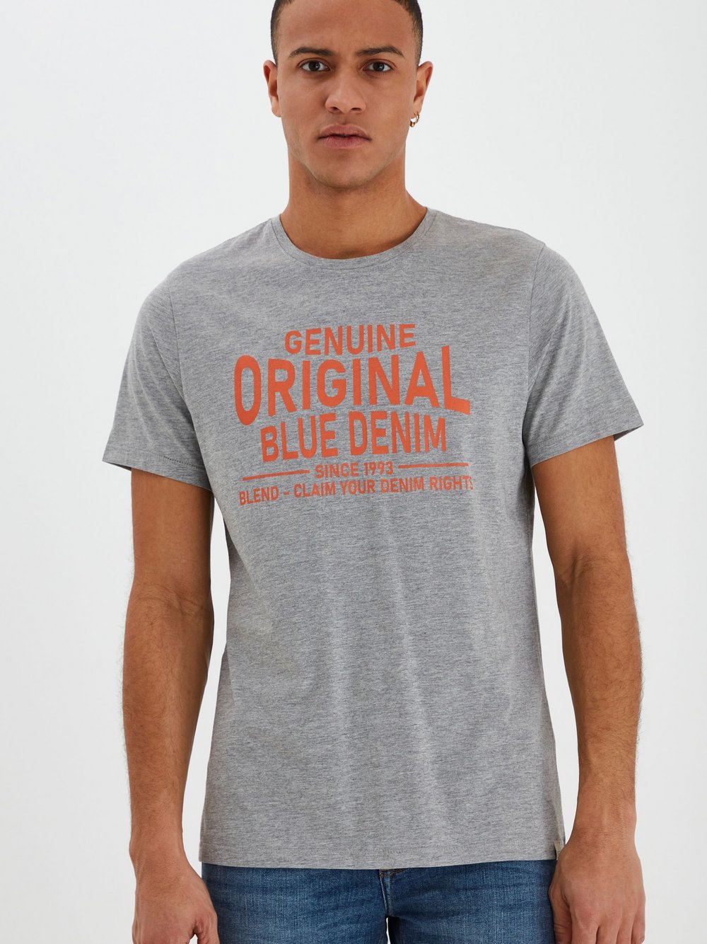 BLEND Print-Shirt Herren Baumwolle grau gemustert, M